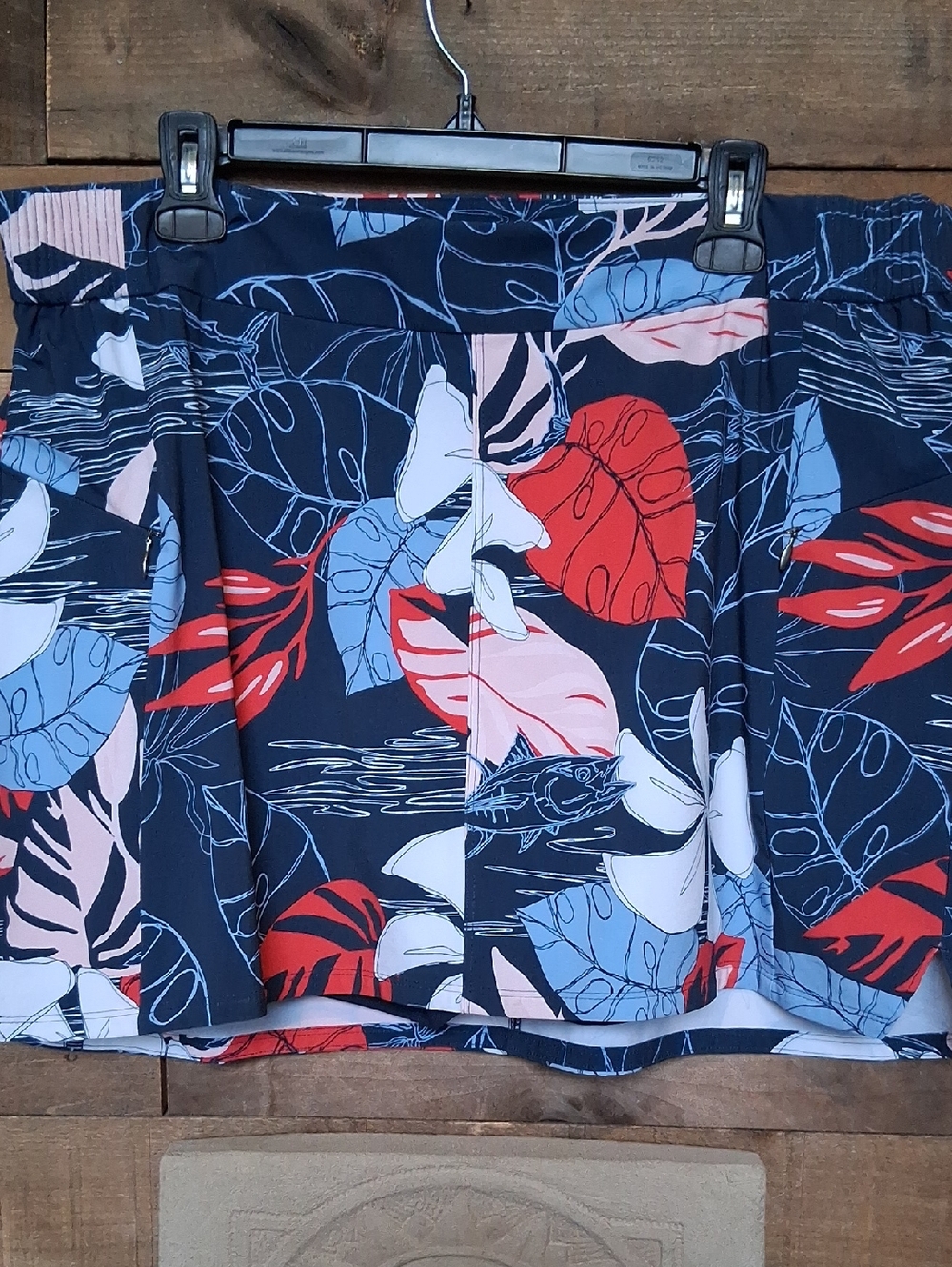 XL/TG Women's  Columbia Tidal Skort Tropical Leaf Print Navy